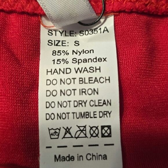 Envya Swimwear One Shoulder Ruffled‎ 2-Piece Bikini Red Swimsuit  Size S NWT - Picture 5 of 9